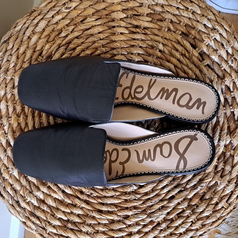 Sam Edelman Womens Adair Preppy/Dress/Office Black Leather Mules 2" Heels 8.5 - Picture 5 of 9